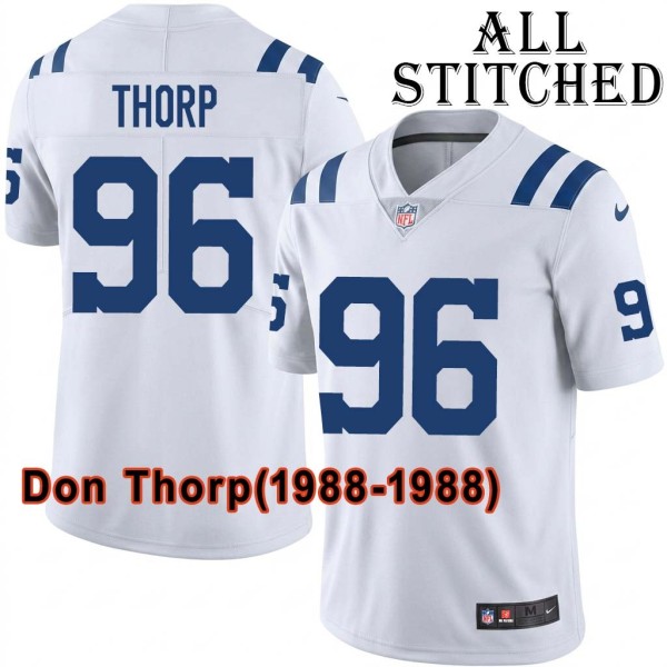 White Embroidered Don Thorp Indianapolis Colts #96 Stitched Jersey