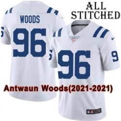 White Embroidered Antwaun Woods Indianapolis Colts #96 Stitched Jersey