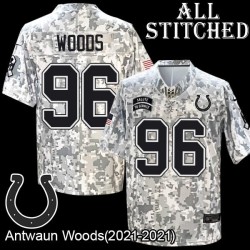 Camo Embroidered Antwaun Woods Indianapolis Colts #96 Stitched Jersey