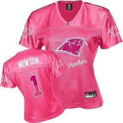 [FEM FAN I] NEWTON Carolina #1 Womens Football Jersey - Cam Newton Womens Football Jersey (Pink)_Free Shipping