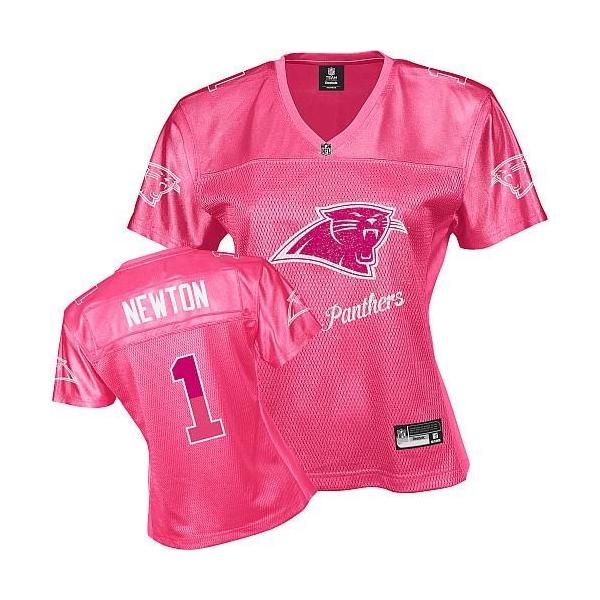 [FEM FAN I] NEWTON Carolina #1 Womens Football Jersey - Cam Newton Womens Football Jersey (Pink)_Free Shipping