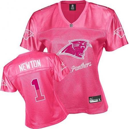 [FEM FAN I] NEWTON Carolina #1 Womens Football Jersey - Cam Newton Womens Football Jersey (Pink)_Free Shipping