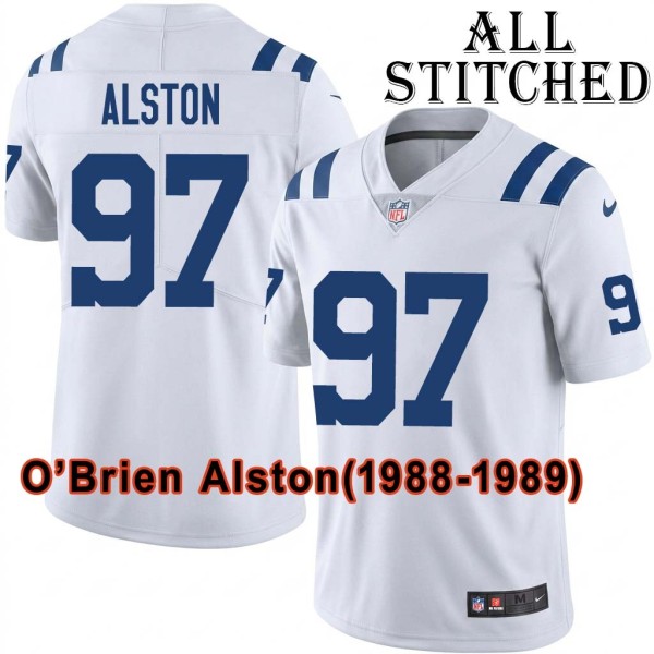 White Embroidered O'Brien Alston Indianapolis Colts #97 Stitched Jersey
