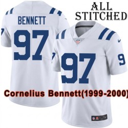 White Embroidered Cornelius Bennett Indianapolis Colts #97 Stitched Jersey