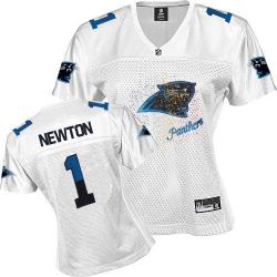 [FEM FAN I] NEWTON Carolina #1 Womens Football Jersey - Cam Newton Womens Football Jersey (White)_Free Shipping