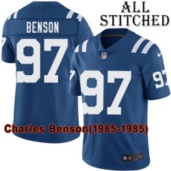 Blue Home Embroidered Charles Benson Indianapolis Colts #97 Stitched Jersey