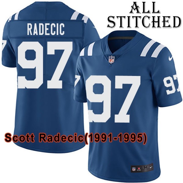 Blue Home Embroidered Scott Radecic Indianapolis Colts #97 Stitched Jersey