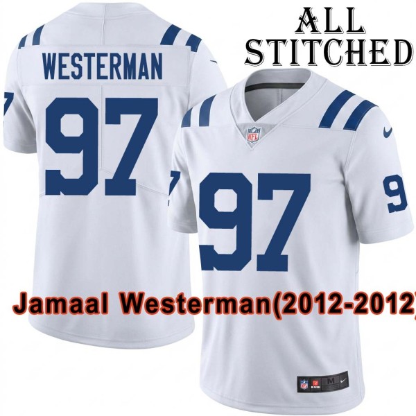 White Embroidered Jamaal Westerman Indianapolis Colts #97 Stitched Jersey