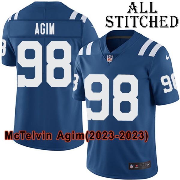 Blue Home Embroidered McTelvin Agim Indianapolis Colts #98 Stitched Jersey
