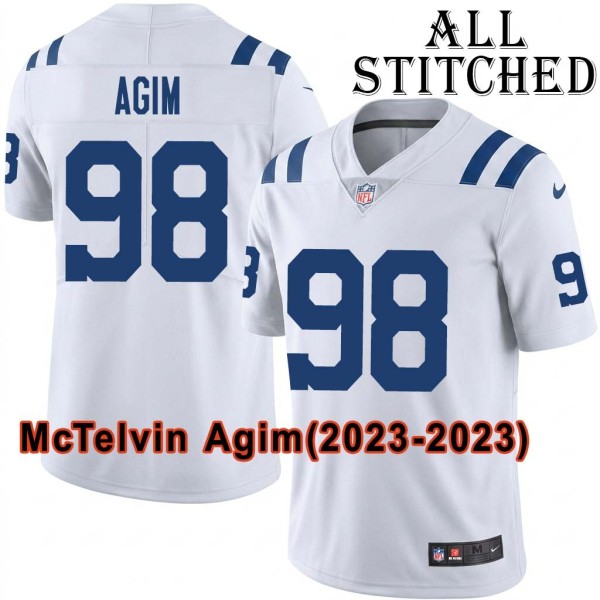 White Embroidered McTelvin Agim Indianapolis Colts #98 Stitched Jersey