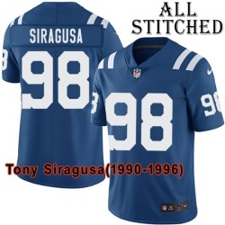 Blue Home Embroidered Tony Siragusa Indianapolis Colts #98 Stitched Jersey