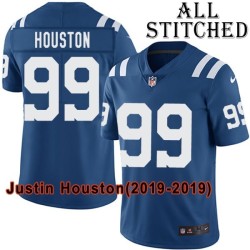 Blue Home Embroidered Justin Houston Indianapolis Colts #99 Stitched Jersey