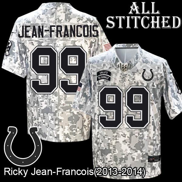 Camo Embroidered Ricky Jean-Francois Indianapolis Colts #99 Stitched Jersey