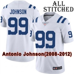 White Embroidered Antonio Johnson Indianapolis Colts #99 Stitched Jersey