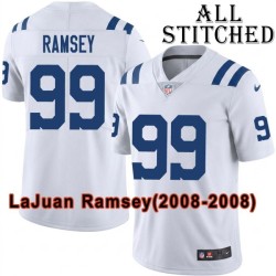 White Embroidered LaJuan Ramsey Indianapolis Colts #99 Stitched Jersey