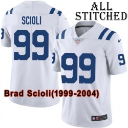 White Embroidered Brad Scioli Indianapolis Colts #99 Stitched Jersey