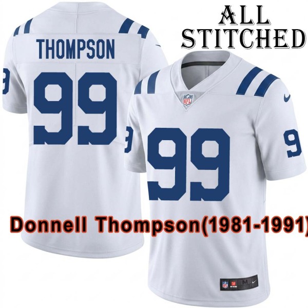White Embroidered Donnell Thompson Indianapolis Colts #99 Stitched Jersey