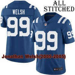 Blue Home Embroidered Jonathan Welsh Indianapolis Colts #99 Stitched Jersey