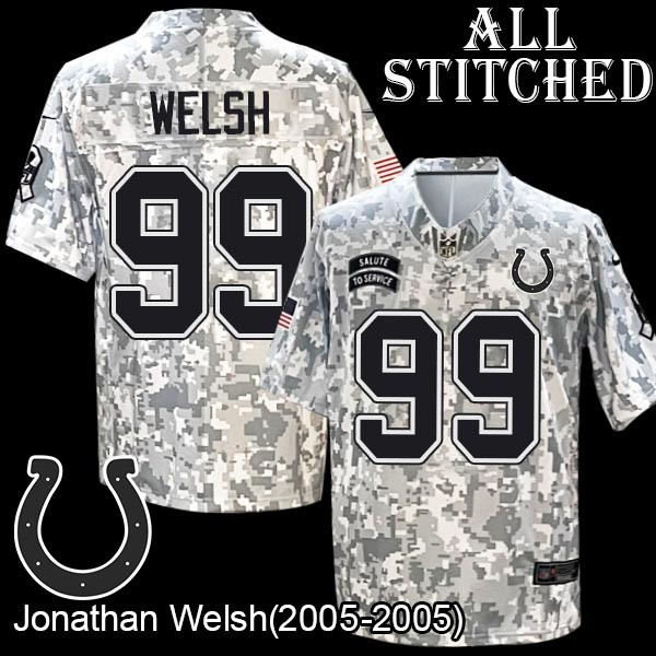 Camo Embroidered Jonathan Welsh Indianapolis Colts #99 Stitched Jersey