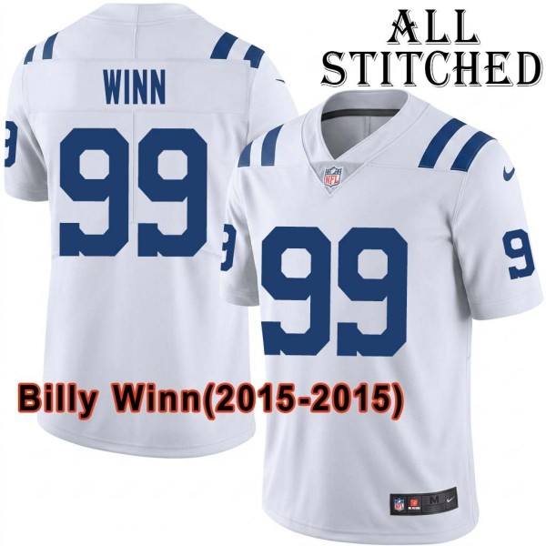 White Embroidered Billy Winn Indianapolis Colts #99 Stitched Jersey