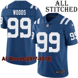 Blue Home Embroidered Al Woods Indianapolis Colts #99 Stitched Jersey