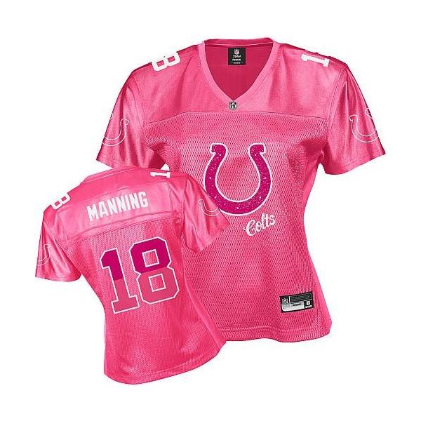 [FEM FAN I] MANNING Indianapolis #18 Womens Football Jersey - Peyton Manning Womens Football Jersey (Pink)_Free Shipping