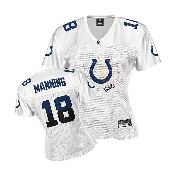 [FEM FAN I] MANNING Indianapolis #18 Womens Football Jersey - Peyton Manning Womens Football Jersey (White)_Free Shipping