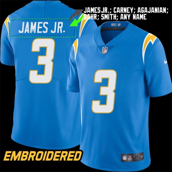 Los Angeles Chargers #3 Jersey: Derwin James Jr. / John Carney & More