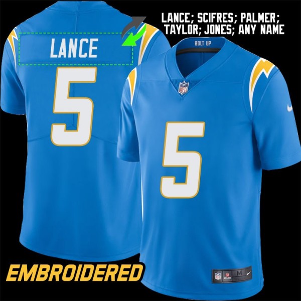 Los Angeles Chargers #5 Jersey: Trey Lance / Mike Scifres & More