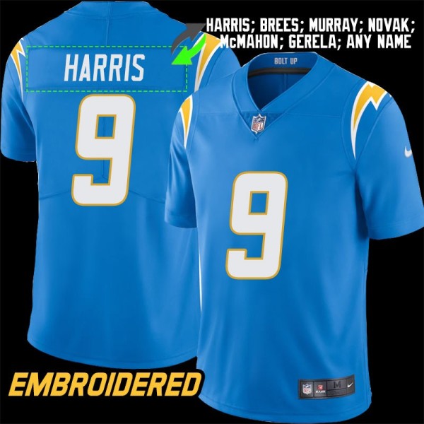 Los Angeles Chargers #9 Jersey: Tre' Harris / Drew Brees & More