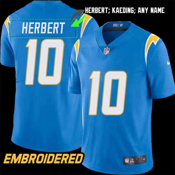 Los Angeles Chargers #10 Jersey: Justin Herbert / Nate Kaeding & More