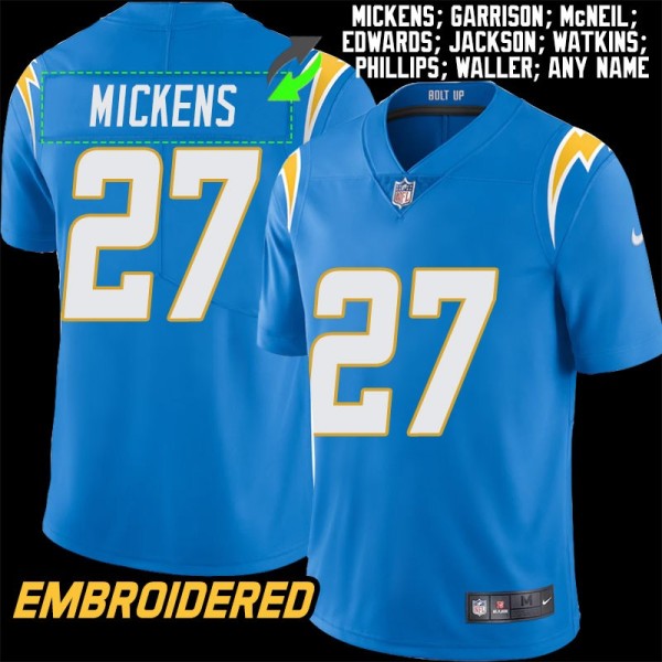 Los Angeles Chargers #27 Jersey: RJ Mickens / Gary Garrison & More