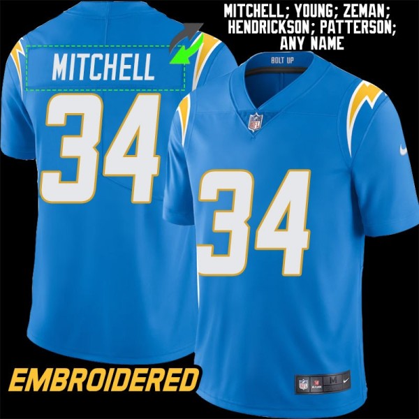 Los Angeles Chargers #34 Jersey: Keaton Mitchell / Rickey Young & More