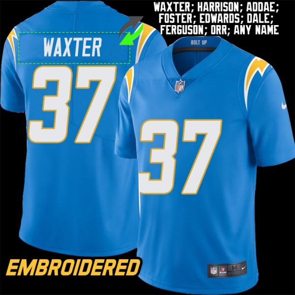 Los Angeles Chargers #37 Jersey: Isas Waxter / Rodney Harrison & More