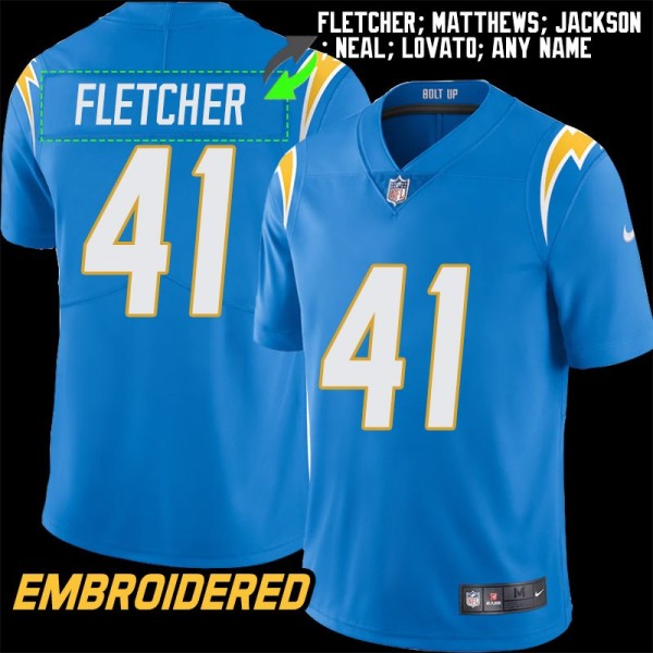 Los Angeles Chargers #41 Jersey: Terrell Fletcher / Bo Matthews & More