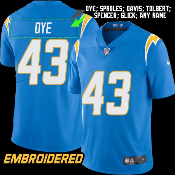 Los Angeles Chargers #43 Jersey: Troy Dye / Darren Sproles & More