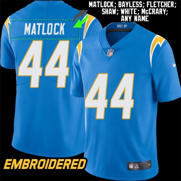 Los Angeles Chargers #44 Jersey: Scott Matlock / Martin Bayless & More