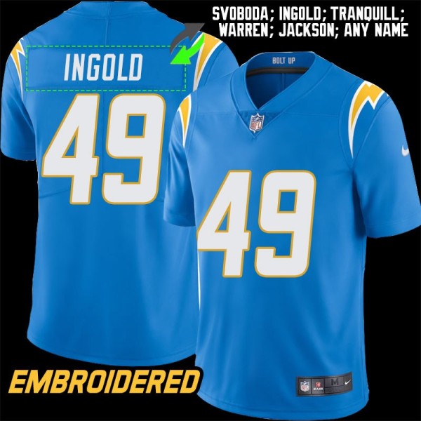 Los Angeles Chargers #49 Jersey: Evan Svoboda / Alec Ingold & More