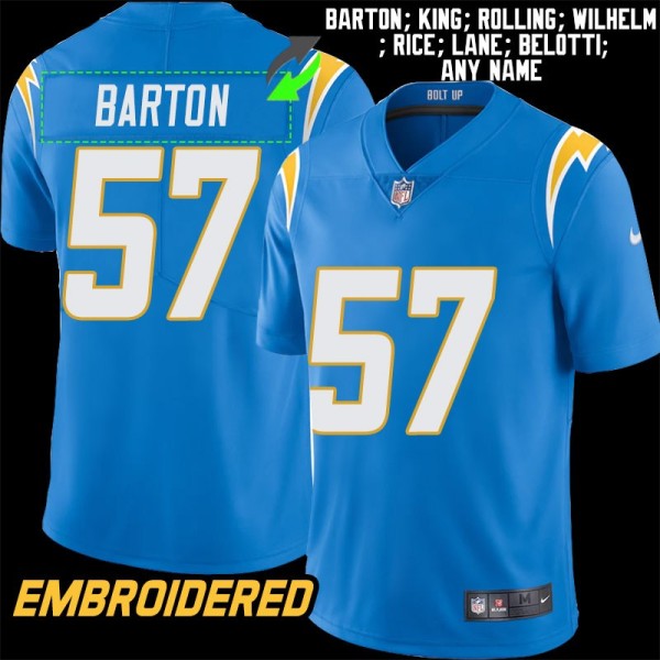 Los Angeles Chargers #57 Jersey: Lander Barton / Linden King & More