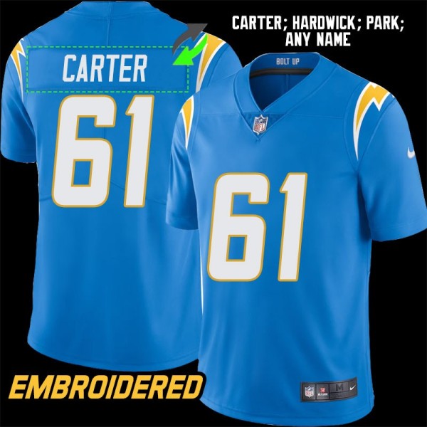 Los Angeles Chargers #61 Jersey: Jahmeer Carter / Nick Hardwick & More