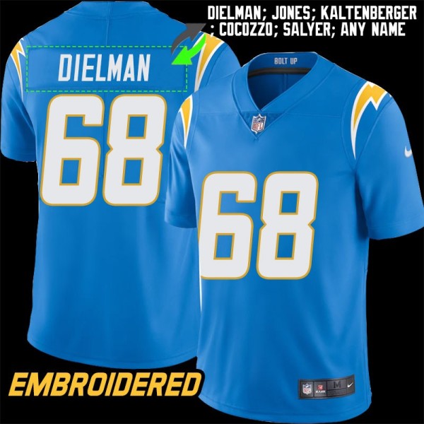 Los Angeles Chargers #68 Jersey: Kris Dielman / Leroy Jones & More