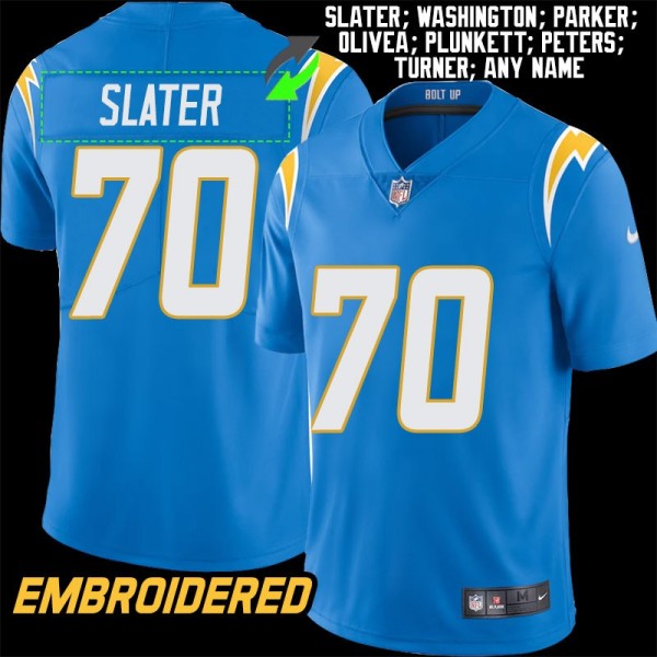 Los Angeles Chargers #70 Jersey: Rashawn Slater / Russ Washington & More