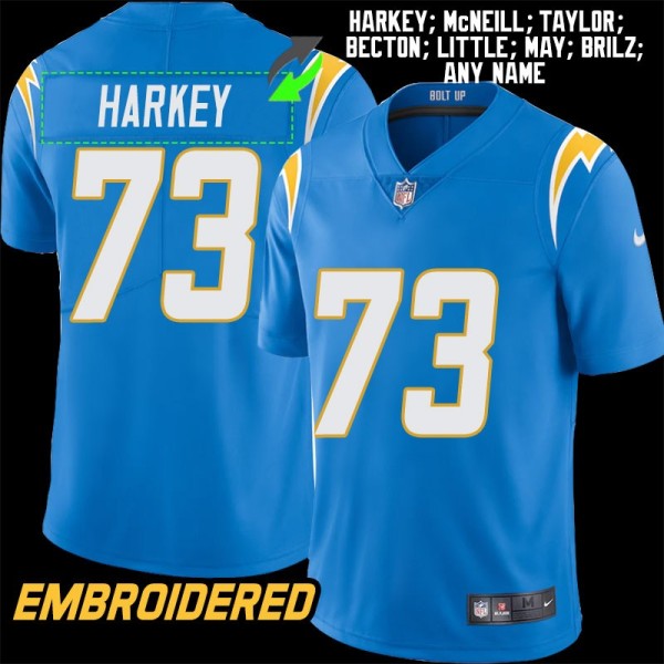 Los Angeles Chargers #73 Jersey: Alex Harkey / Marcus McNeill & More