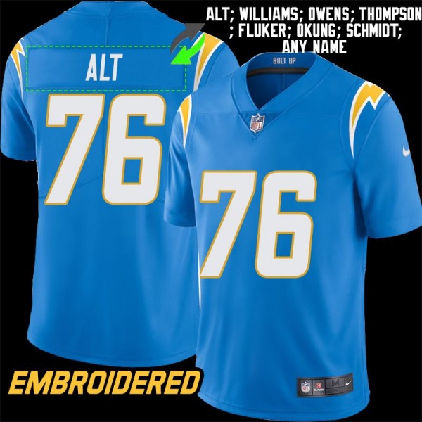 Los Angeles Chargers #76 Jersey: Joe Alt / Jamal Williams & More
