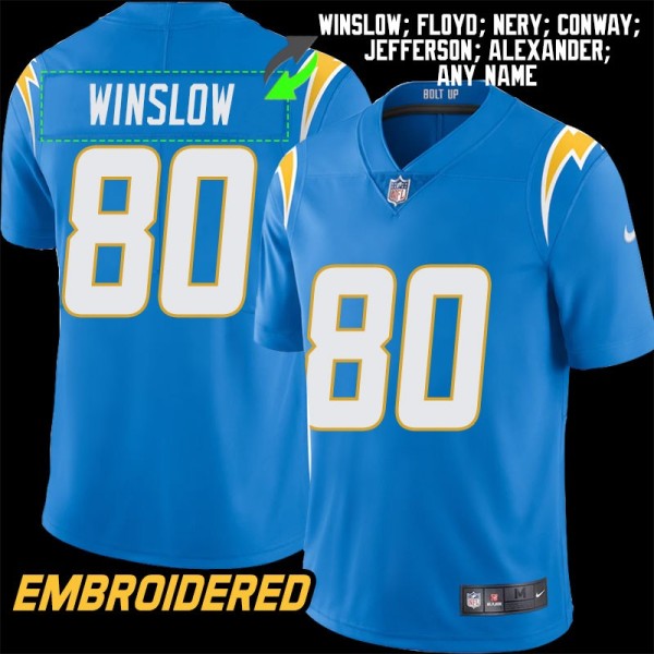Los Angeles Chargers #80 Jersey: Kellen Winslow / Malcom Floyd & More