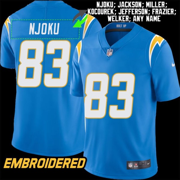Los Angeles Chargers #83 Jersey: David Njoku / Vincent Jackson & More