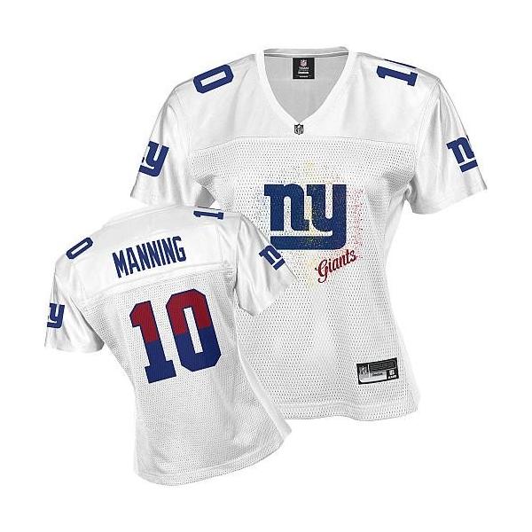 [FEM FAN I] MANNING NY-Giant #10 Womens Football Jersey - Eli Manning Womens Football Jersey (White)_Free Shipping