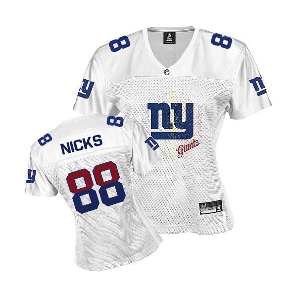 [FEM FAN I] NICKS NY-Giant #88 Womens Football Jersey - Hakeem Nicks Womens Football Jersey (White)_Free Shipping