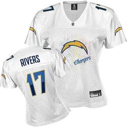 [FEM FAN I] RIVERS San Diego #17 Womens Football Jersey - Philip Rivers Womens Football Jersey (White)_Free Shipping