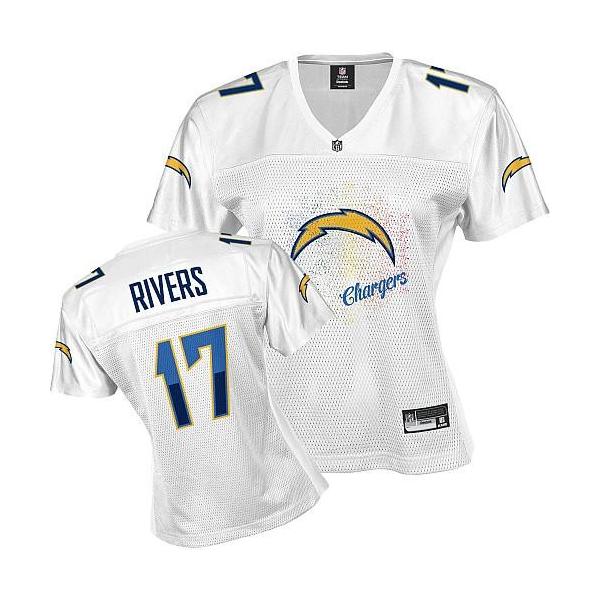 [FEM FAN I] RIVERS San Diego #17 Womens Football Jersey - Philip Rivers Womens Football Jersey (White)_Free Shipping